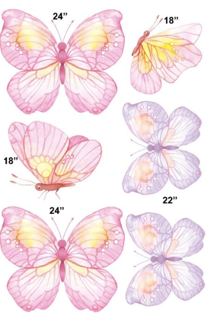 Pink Butterflies - Various Sizes